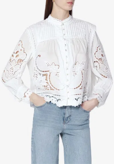 Farm Rio Richelieu Broderie Anglaise Blouse In White