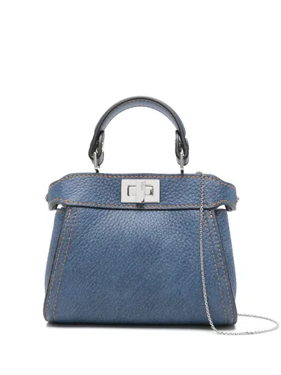 Fendi Mini Peekaboo Tote Bag In Blue