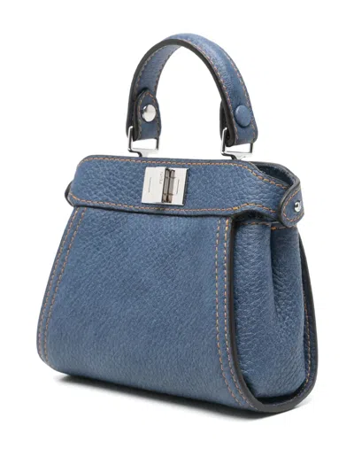 Fendi Mini Peekaboo Tote Bag In Blue