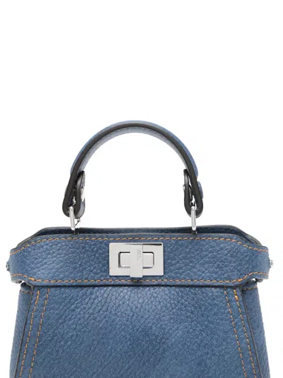 Fendi Mini Peekaboo Tote Bag In Blue