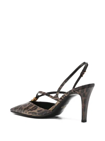 Fendi Ffold High Heel Printed Karung Slingbacks In Multi