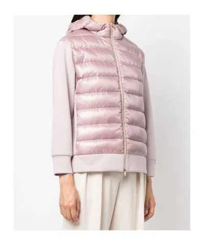 Herno Padded-panels Hooded Jacket In Pink