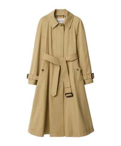 Burberry Long Gabardine Ellingham Fit-and-flare Car Coat In Green