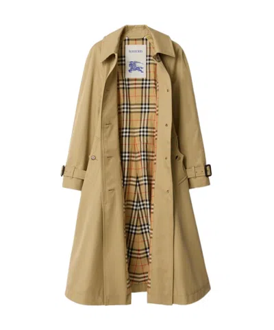 Burberry Long Gabardine Ellingham Fit-and-flare Car Coat In Green