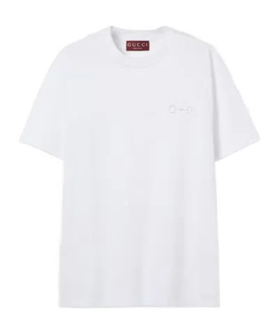 Gucci Cotton Jersey Top Crew Neck Short Sleeves In White