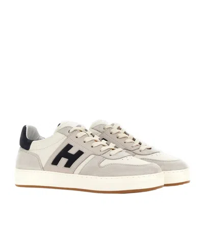 Hogan H-stripe Lace-up Sneakers In White