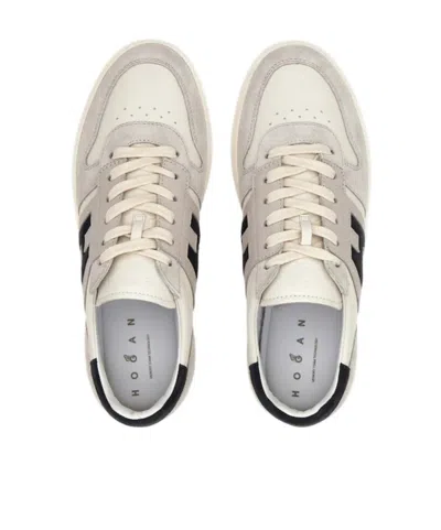 Hogan H-stripe Lace-up Sneakers In White