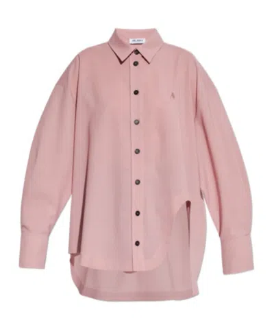 Attico Diana Asymmetric Oversized Shirt In Pink