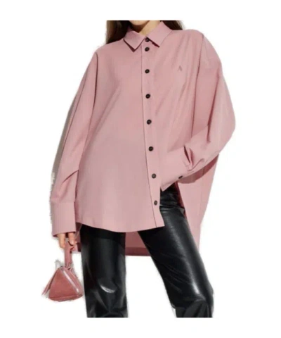 Attico Diana Asymmetric Oversized Shirt In Pink