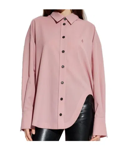 Attico Diana Asymmetric Oversized Shirt In Pink