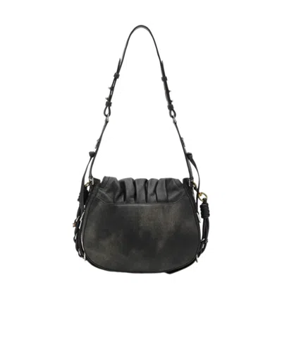 Isabel Marant Bolton Embellished Tasseled Textured-leather Shoulder Bag In Black