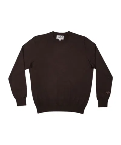 Mc2 Saint Barth Crew-neck Long-sleeve Sweater In Brown