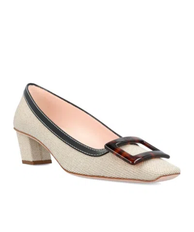 Roger Vivier Belle Vivier 45 Canvas Pumps In Neutral