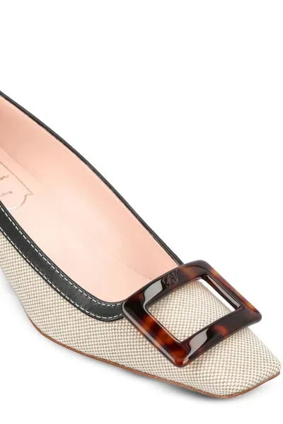 Roger Vivier Belle Vivier 45 Canvas Pumps In Neutral