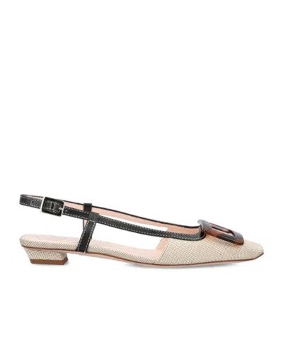 Roger Vivier Belle Vivier Slingback Ballerinas In Canvas In Animal Print