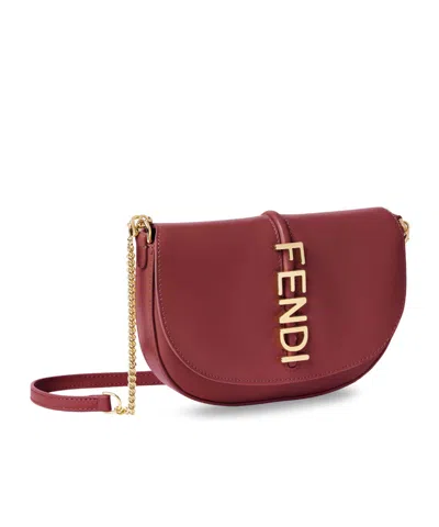 Fendi Wallet On Chain Graphy Leather Crossbody Bag In Red