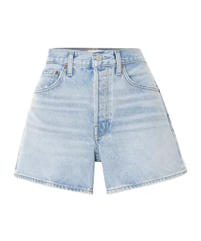 Agolde Denim Shorts With Belt Loops In Blue