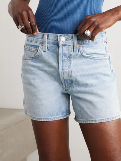 Agolde Denim Shorts With Belt Loops In Blue