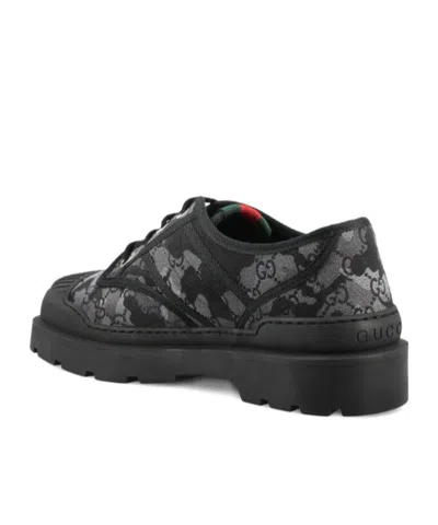 Gucci Gg Patterned Lace-up Sneakers In Black