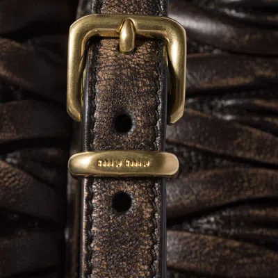 Miu Miu Matelassé Nappa Leather Mini-bag In Brown