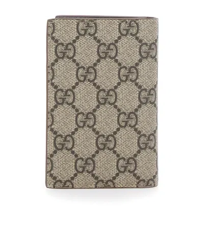 Gucci Men Beige Vertical Card Holder In Gg Supreme Man In Multi