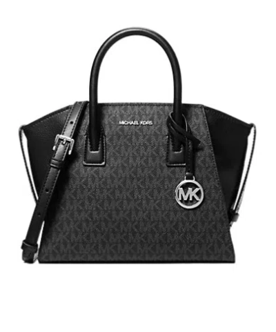 Michael Kors Avril Small Signature Logo Satchel In Black