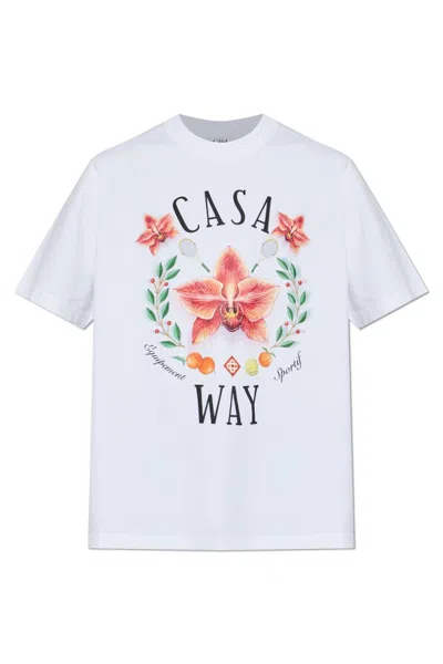 Casablanca Casa Way Orchid Organic Cotton T Shirt In White