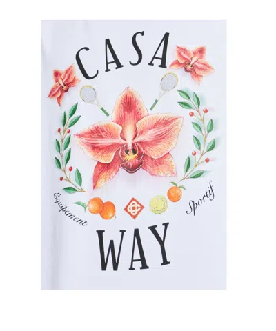 Casablanca Casa Way Orchid Organic Cotton T Shirt In White