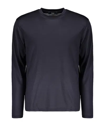 Herno Long-sleeved Knitted T-shirt In Blue