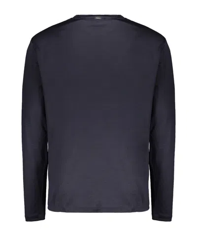 Herno Long-sleeved Knitted T-shirt In Blue