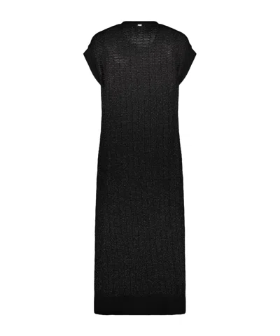 Herno Long Cardigan Without Sleeves In Black