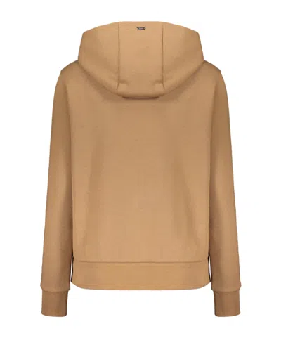 Herno Long-sleeved Hooded Sweatshirt In Brown