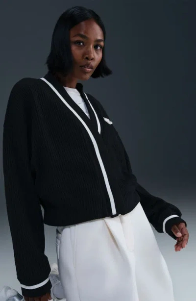 Nike Prep Waffle Stitch Cardigan In Brown