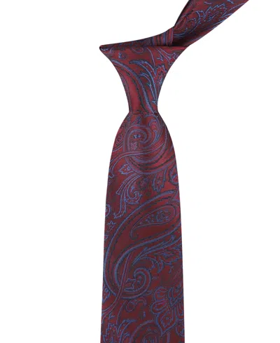 Tommy Hilfiger Men's Silky Paisley Pattern Classic Tie In Burgundy