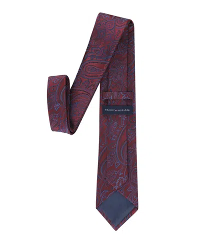 Tommy Hilfiger Men's Silky Paisley Pattern Classic Tie In Burgundy
