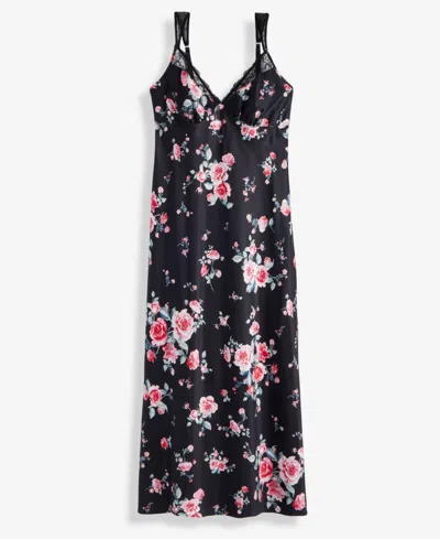 Inc International Concepts Women's Printed Lace Trim Satin Gown, Created For Macy's