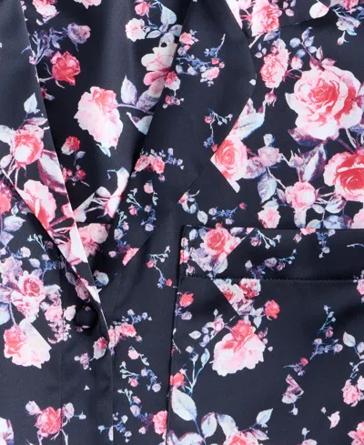 Inc International Concepts Women's Long Sleeve Lace Trim Boxy Satin Notch Set, Created For Macy's In Black