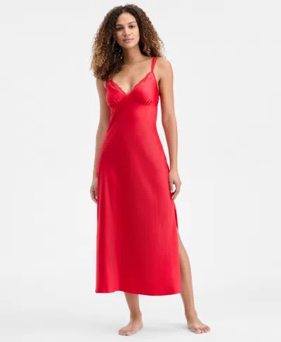 Inc International Concepts Women's Printed Lace Trim Satin Gown, Created For Macy's