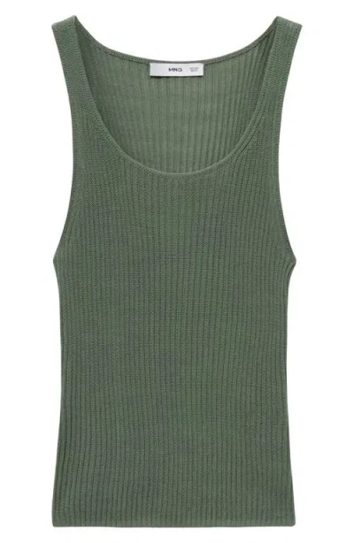 Mango Chunky Rib Sweater Tank In Green