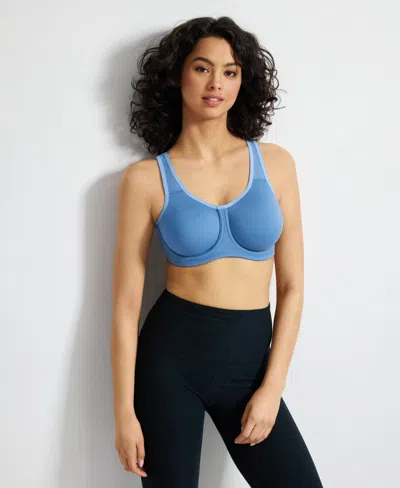 Wacoal Women's Simone Sport Hight Impact Underwire Bra 855170, Up To I Cup In Blue