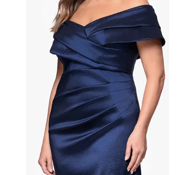 Betsy & Adam Plus Size Off-the-shoulder Dress In Blue