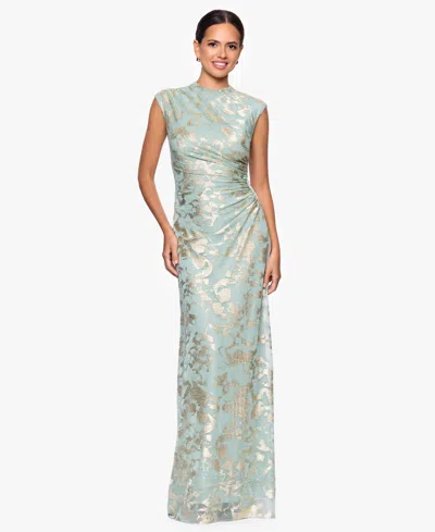 Betsy & Adam Petite Crinkle Detail Gown In Green