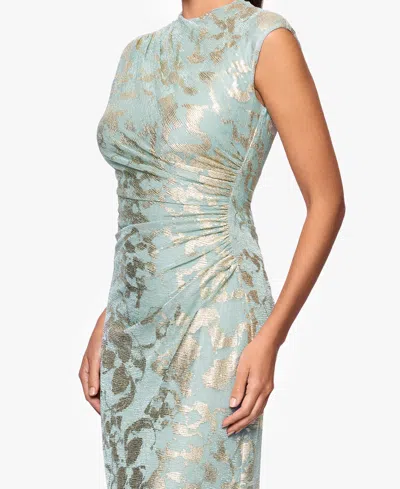 Betsy & Adam Petite Crinkle Detail Gown In Green