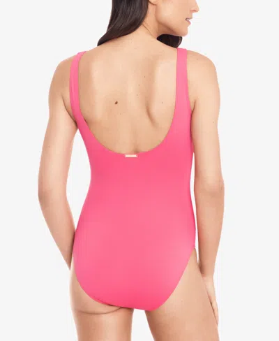 Ralph Lauren Beach Club Solid Twist Underwire Tummy-control One-piece Swimsuit In Pink
