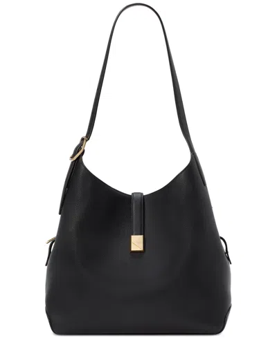 Kate Spade Deco Large Pebbled Leather Shoulder Bag In Black