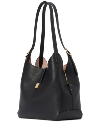 Kate Spade Deco Large Pebbled Leather Shoulder Bag In Black