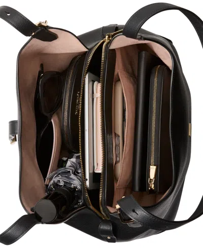 Kate Spade Deco Large Pebbled Leather Shoulder Bag In Black