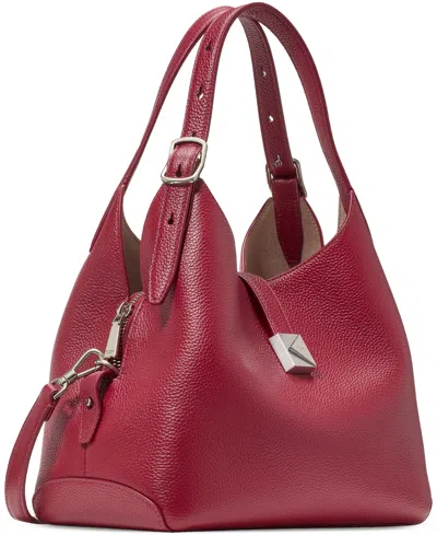 Kate Spade Deco Medium Pebbled Leather Crossbody Tote Bag In Burgundy