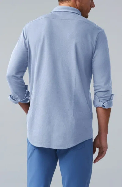 Mack Weldon Silver Cotton Blend Piqué Button-down Shirt In Blue