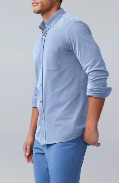 Mack Weldon Silver Cotton Blend Piqué Button-down Shirt In Blue